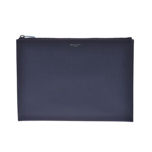 SAINT LAURENT Navy Blue Calfskin Clutch Bag